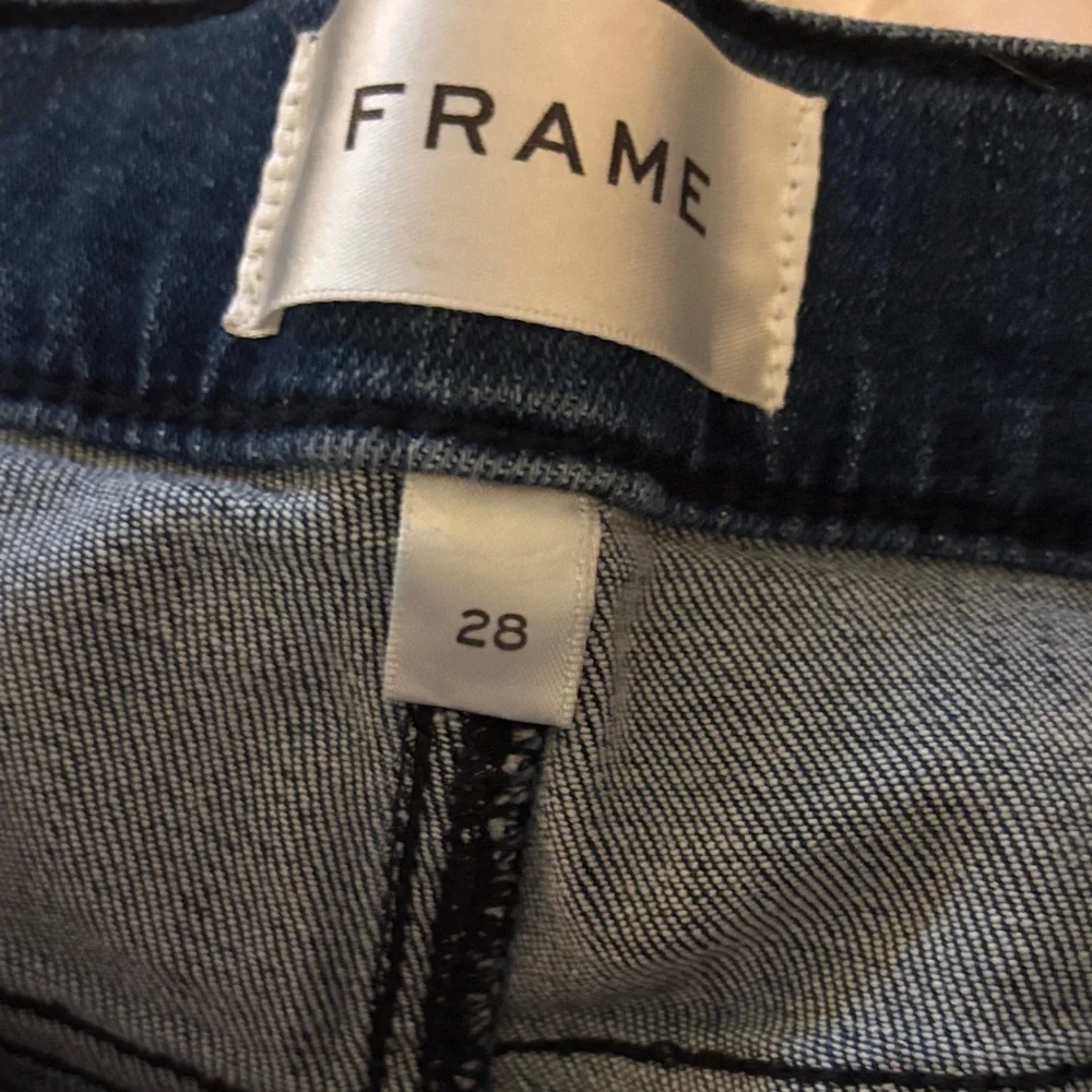 Frame Le Slim Palazzo Denim Deep Blue Flare Jeans - Picture 6 of 7